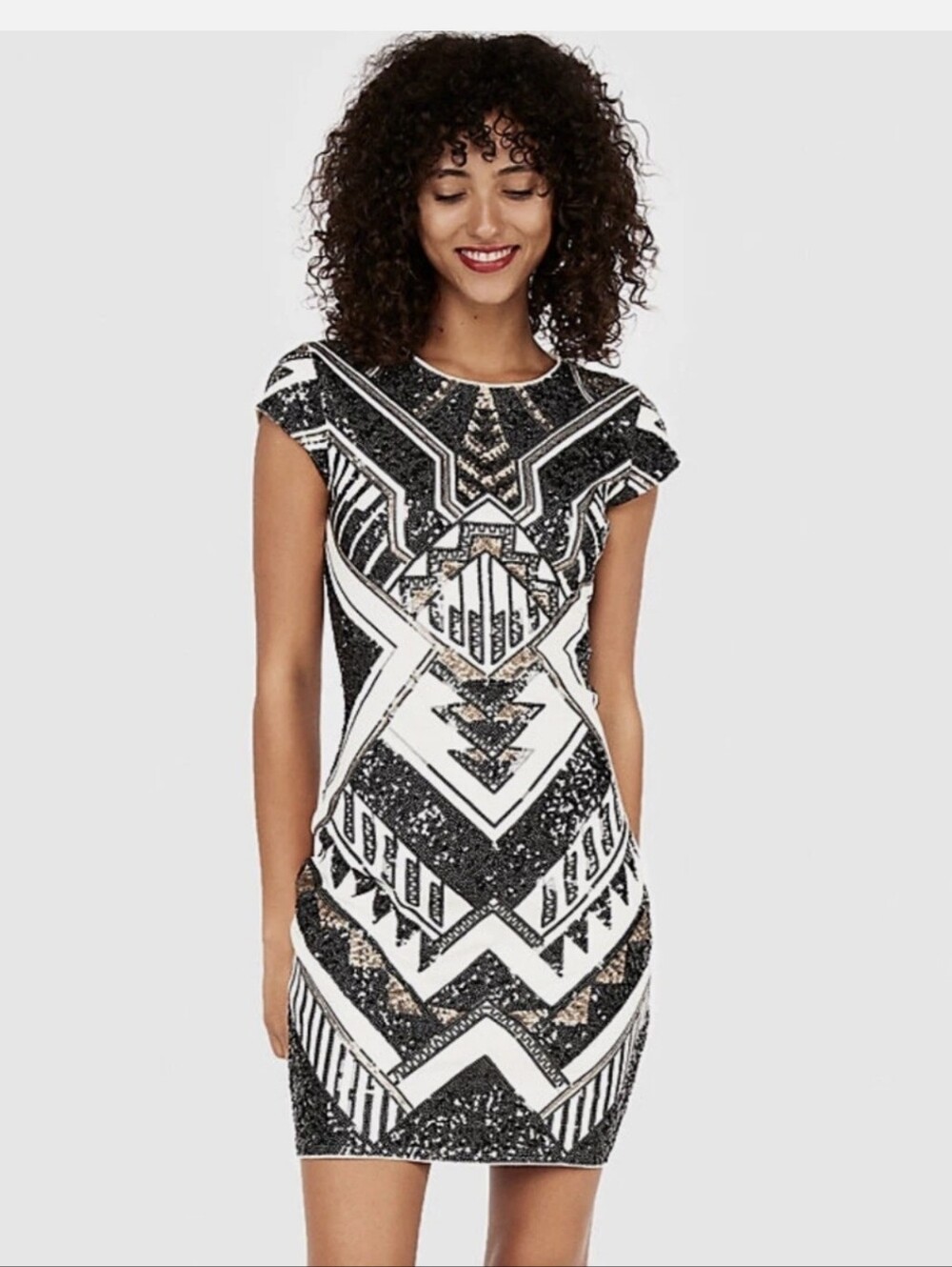 Express Tribal Sequin Mini Dress